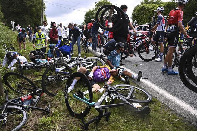 Police want to find the fan whose sign caused a massive Tour de France crash