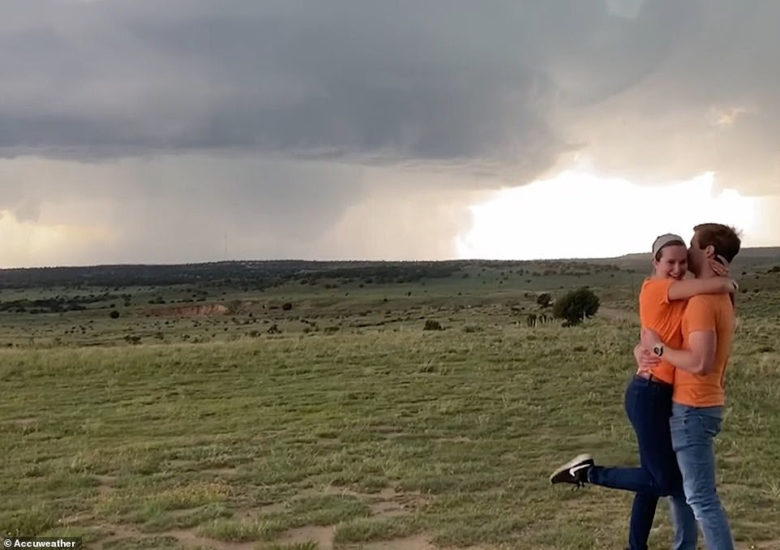 This couple drove 6 hours to get engaged in front of a tornado